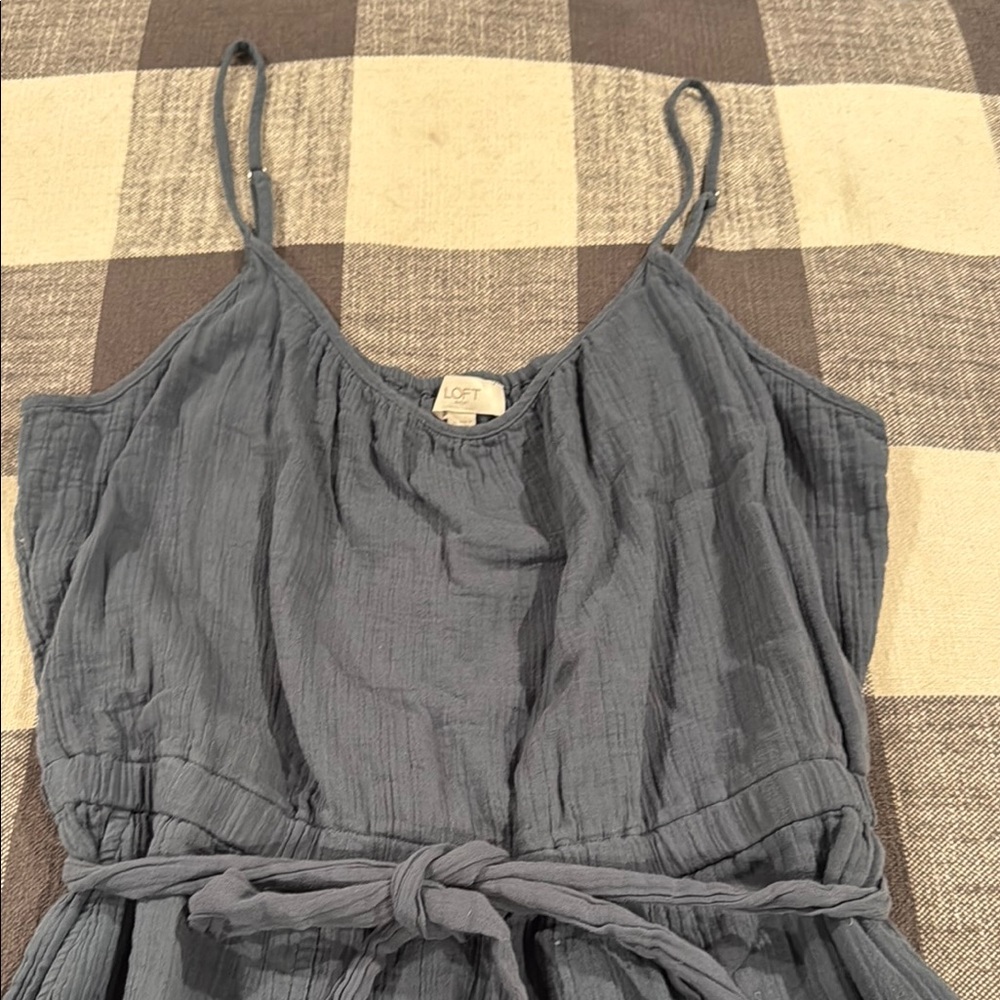 LOFT Charcoal Sleeveless Dress with Tie Waist